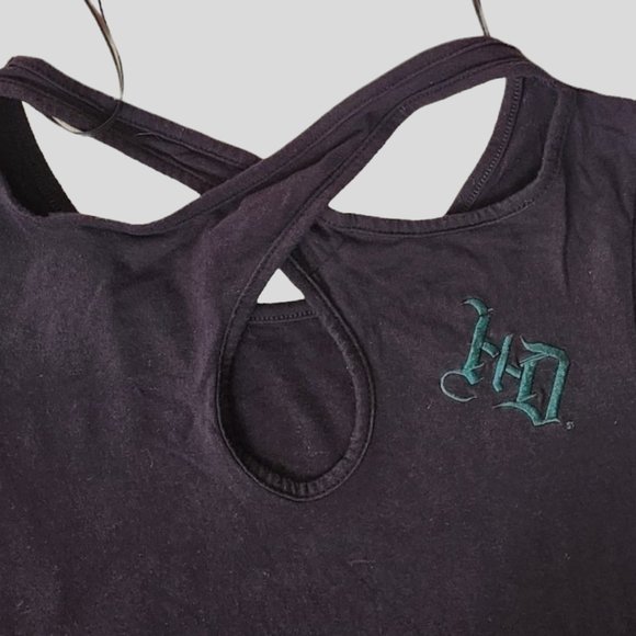 HARLEY DAVIDSON T-Shirt Cross Back Peephole Size LG - Picture 3 of 7